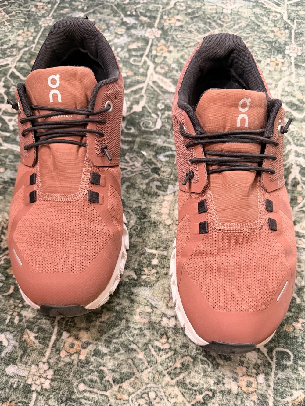On Running Women's Athletic Shoes in Rust with Black Accents